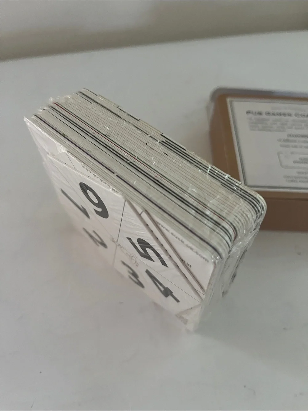 Restoration Hardware Pub Games Coasters Box - Beige and White